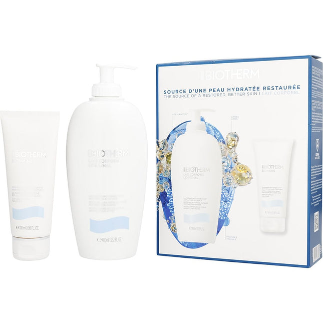 Routine Set: Lait Corporel Anti-drying Body Milk 400ml + Biomains Hand & Nail Treatment 100ml --2pcs Biotherm