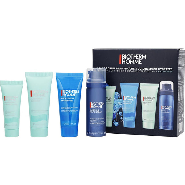 Aquapower Recruitment Set: Aquapower Advanced Gel 20ml + Aquafitness Shower Gel 40ml + Aquapower Cleanser 40ml + Homme Shaving Foam 48g --4pcs Biotherm