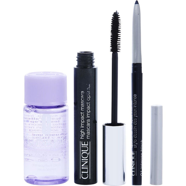 High Drama In A Wink Set: High Impact&trade; Mascara In Black 7ml + Clinique Take The Day Off 30ml/1oz + Quickliner For Eyes Intense Black 0.14g --3pcs