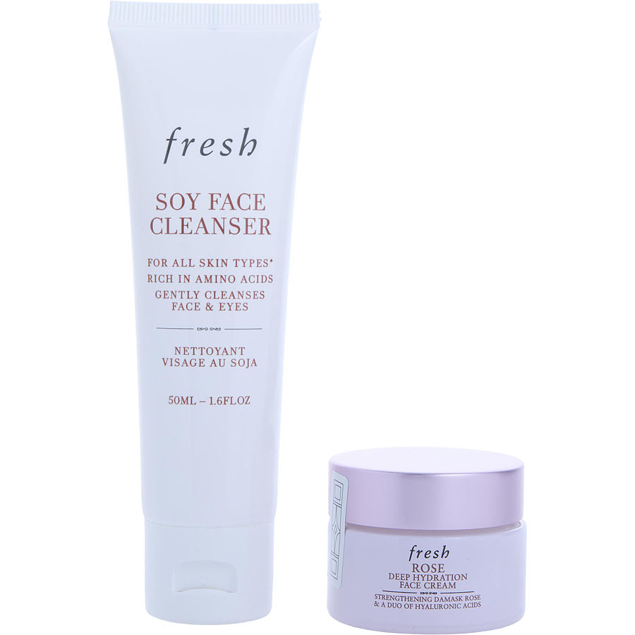 Fresh Dewy Skin Duo Skincare Set: Soy Ph-Balanced Hydrating Face Wash 50ml + Rose & Hyaluronic Acid Deep Hydration Moisturizer 15ml --2pcs