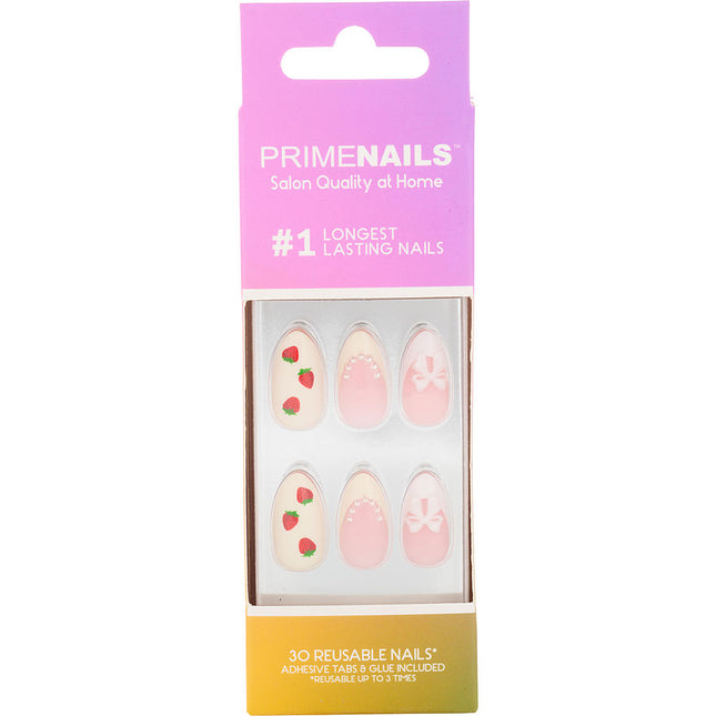 Prime Nails Reusable Nail Set - #s07 Short Almond (strawberry Hearts) --30ct By Prime Nails Prime Nails