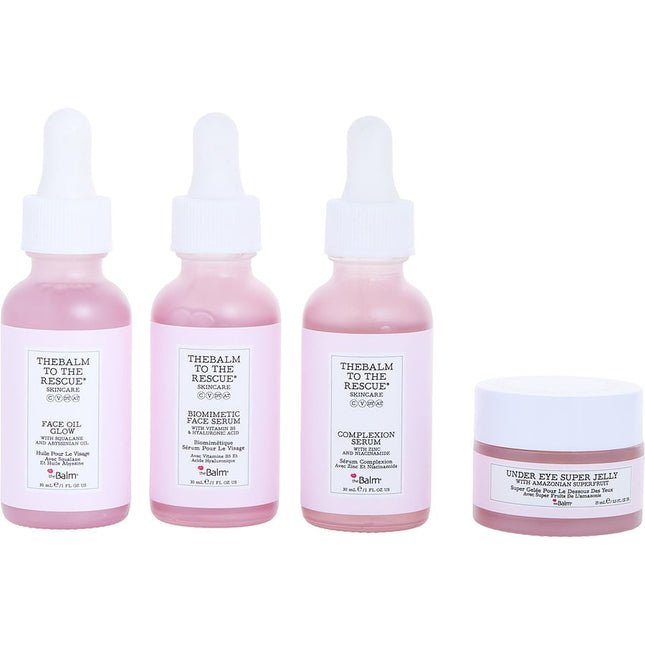 Revitalize And Illuminate Skincare Collection: Under Eye Super Jelly 0.5oz + Face Oil Glow 1oz + Biomimetic Face Serum 1oz + Complexion Serum 1oz --4pcs Thebalm