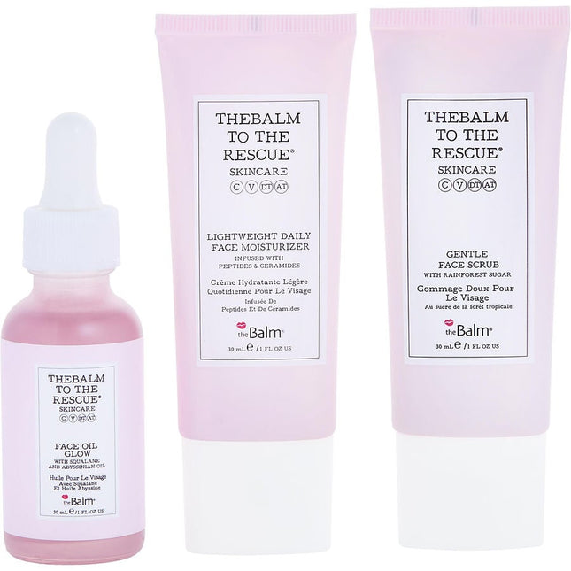 Luminous Skin Essentials Trio Kit: Lightweight Daily Face Moisturizer 1 Oz + Gentle Face Scrub 1oz + Face Oil 1oz --3pcs Thebalm