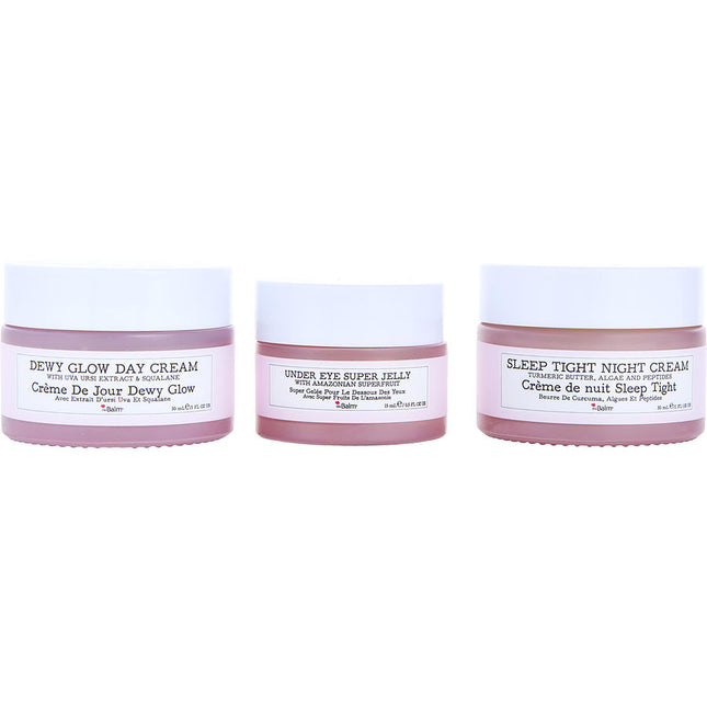 Thebalm Day To Night Glowing Skin Trio: Dewy Glow Cream 30ml + Under Eye Super Jelly 15ml Sleep Tight --3pcs
