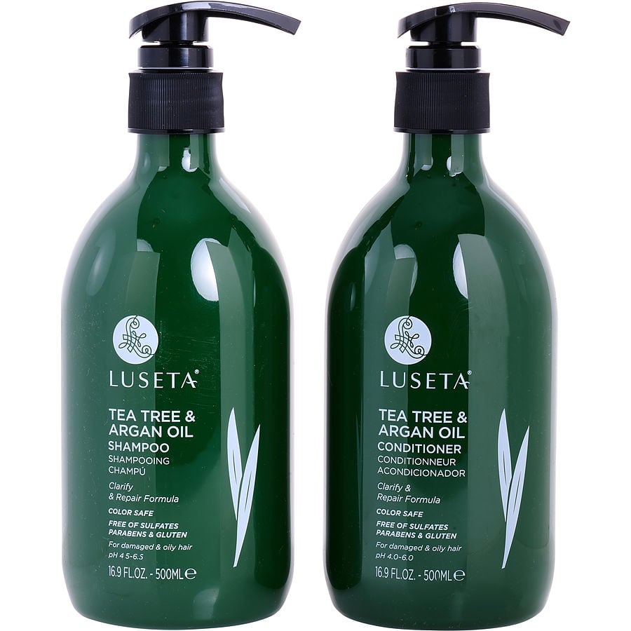 Tea Tree & Argan Oil Shampoo And Conditioner Set 16.9 Oz Luseta