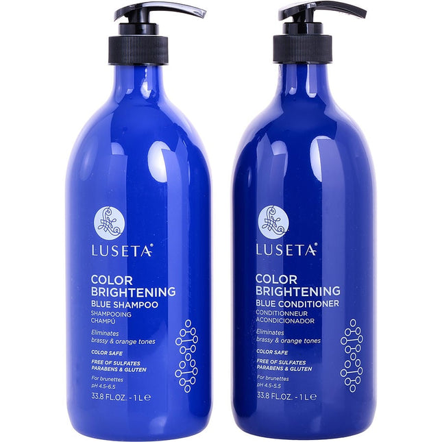 Color Brightening Blue Shampoo And Conditioner Set 33.8 Oz Luseta