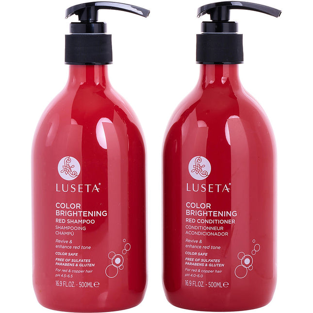 Color Brightening Red Shampoo And Conditioner 16.9 Oz Luseta