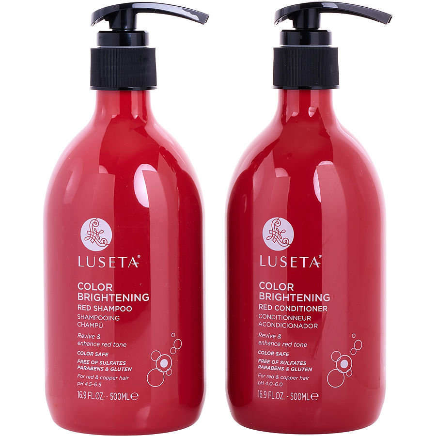 Color Brightening Red Shampoo And Conditioner 16.9 Oz Luseta