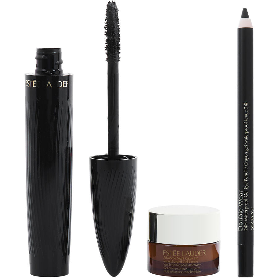 High Powered Eyes Set: Advanced Night Repair Eye Supercharged Gel-creme 5ml/0.17oz + Double Wear Waterproof Eye Pencil 8g/0.28oz + Turbo Lash Mascara # 01 Black 8ml/0.27oz --3pcs Estee Lauder