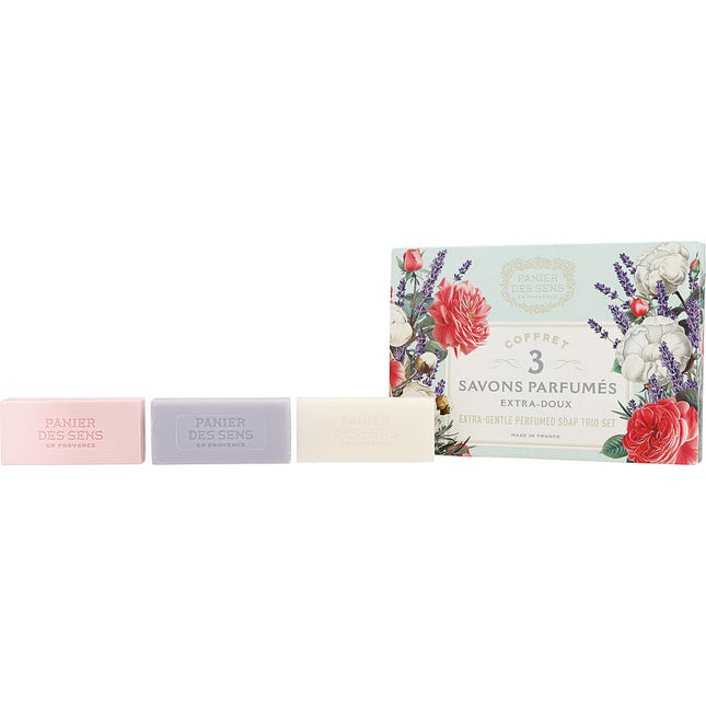 Extra-gentle Perfumed Soap Trio Set: Cotton Flower + Blue Lavender + Rose Nectar --3x100g/3.5oz Panier Des Sens