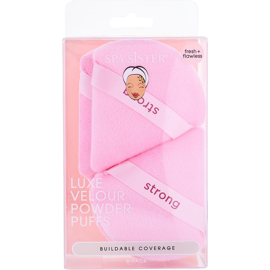 Spa Accessories Spa Sister Luxe Velour Powder Puffs - Bubblegum Strong 8 Pack