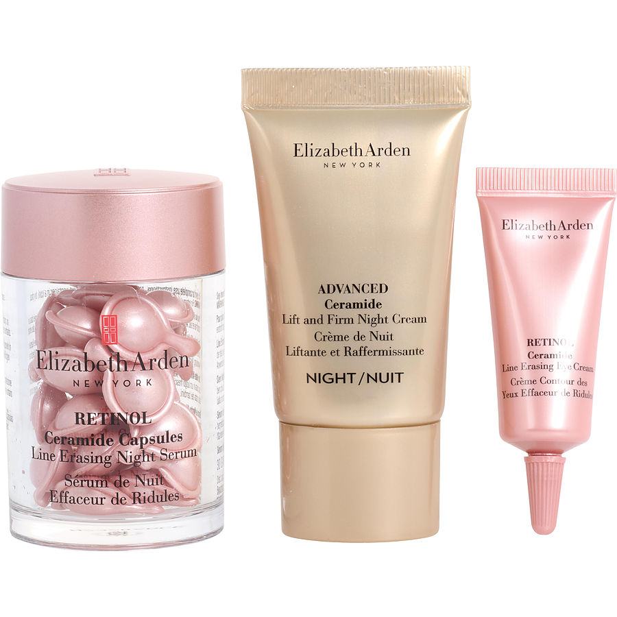 Retinol Ceramide Capsules Set: Line Erasing Night Serum 30pcs +retinol Ceramide Line Erasing Eye Cream 5ml + Advanced Ceramide Lift And Firm Night Cream 15ml --3pcs Elizabeth Arden