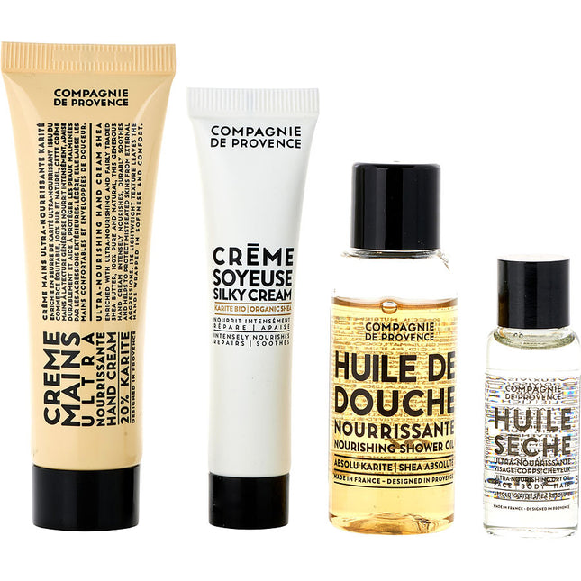 Ultra Nourishing Set: Shower Oil For Face And Body 30ml + Nourishing Hand Cream 30ml + Nourishing Face Cream 15ml + Dry Oil For Face And Hair 10ml --4pcs Compagnie De Provence