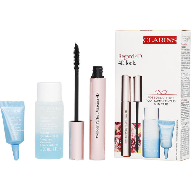 Instant Eye Make Up Remover 30ml + Mascara Wonder Perfect 4d 8ml + Total Eye Contour Gel 3ml --3pcs Clarins