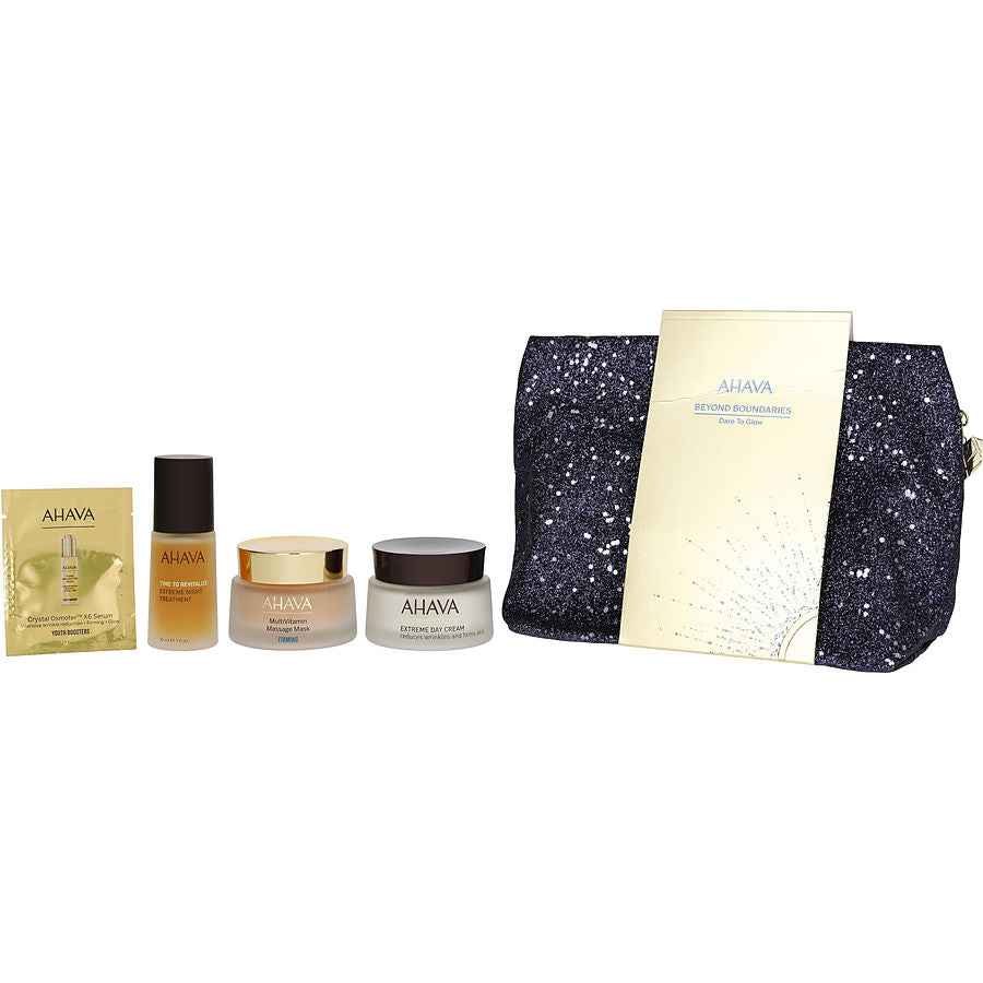 Ahava Beyond Boundaries Dare To Glow Set: Extreme Night Treatment 30ml + Day Cream 50ml Multivitamin Massage Mask Bag --3pcs+Bag