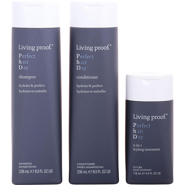 Believe In Shine Trio: Perfect Hair Day Shampoo 8 Oz & Conditioner 8 Oz & 5-in-1 Styling Treatment 4 Oz Living Proof