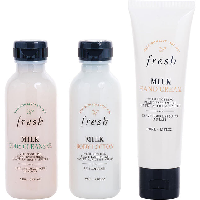 Body Nourishing Trio: Milk Body Wash 75ml + Milk Body Lotion 75ml + Milk Intenstive Hand Cream 50ml --3pcs Fresh