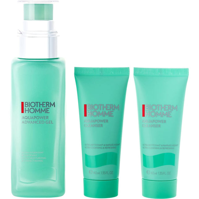 Homme Aquapower Set: Aquapower Advanced Gel 75ml + Aquapower Cleanser 40ml X 2 --3pcs Biotherm
