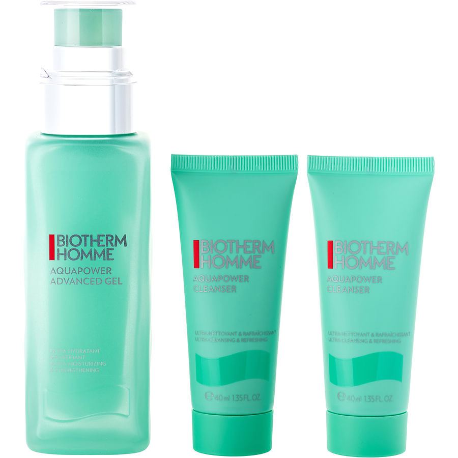 Biotherm Homme Aquapower Set: Advanced Gel 75ml + Cleanser 40ml X 2 --3pcs