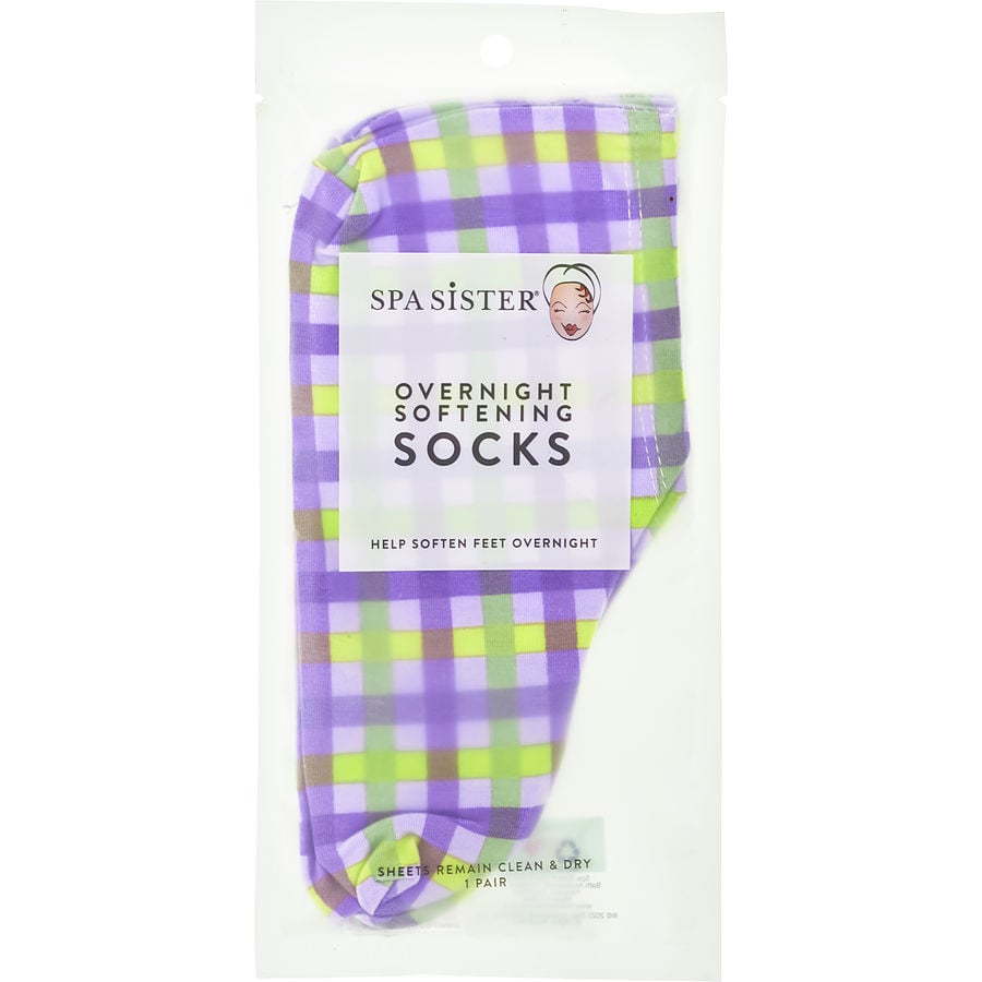 Spa Accessories Spa Sister Overnight Softening Socks - Lavender Plaid