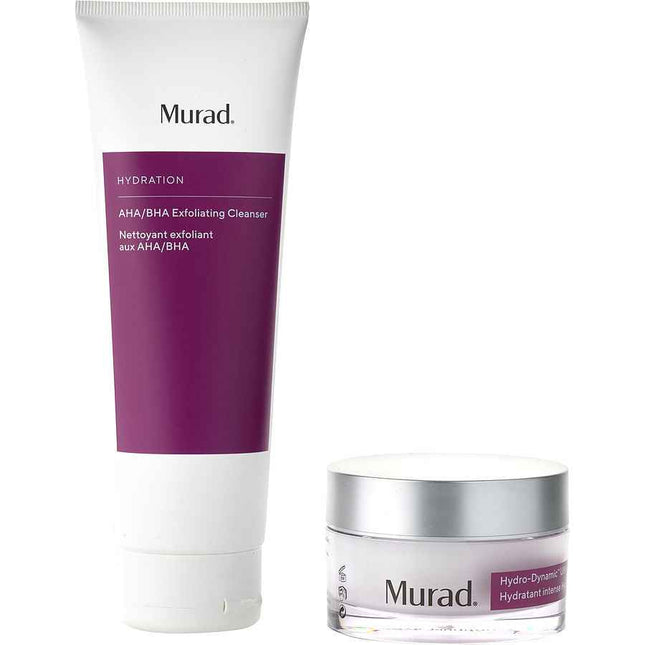 Murad Smooth + Hydrate With Clinically Proven Acids Set: Aha/Bha Exfoliating Cleanser 150ml Hydro-Dynamic Ultimate Moisture 50ml --2pcs