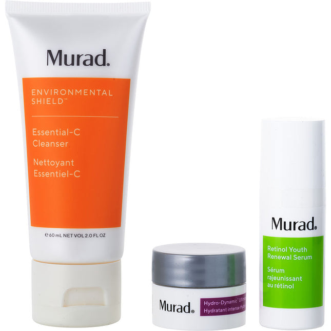 Murad The Science Of Healthy Skin Top 3 Actives Kit: Essential-C Cleanser 60ml + Retinol Youth Renewal Serum 10ml Hydro-Dynamic Ultimate Moisture 7.4ml --3pcs