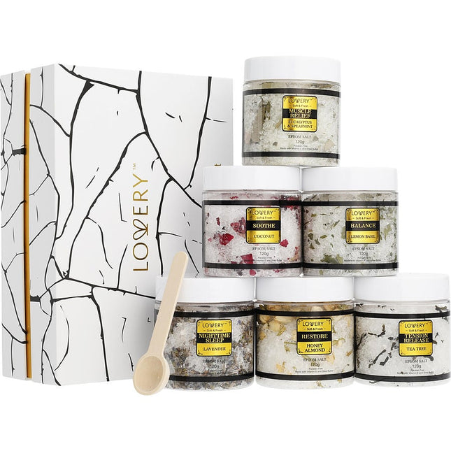 Lovery Variety By Lovery Luxe Epsom Bath Salts Set: 8 Spa Salts With Essential Oils And All Are 4.2 Oz Lovery