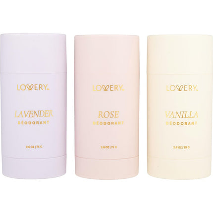 Lovery Variety By Lovery 3 Pc Deodorant Stick Set With Lavender & Rose & Vanilla And All Are 2.6 Oz