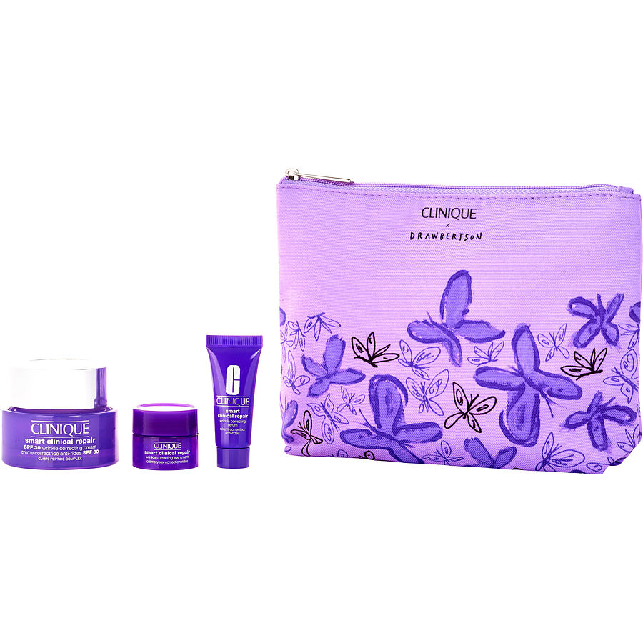 Clinique Smart & Smooth Set: Clinical Repair Wrinkle Correcting Cream 50ml/1.7oz + Serum 10ml/0.33oz Eye 5ml/0.17oz --3pcs+Bag