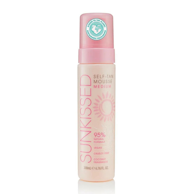 Sunkissed 95 Percent Natural Self Tan Mousse 200ml - Medium, 200 ml for Unisex