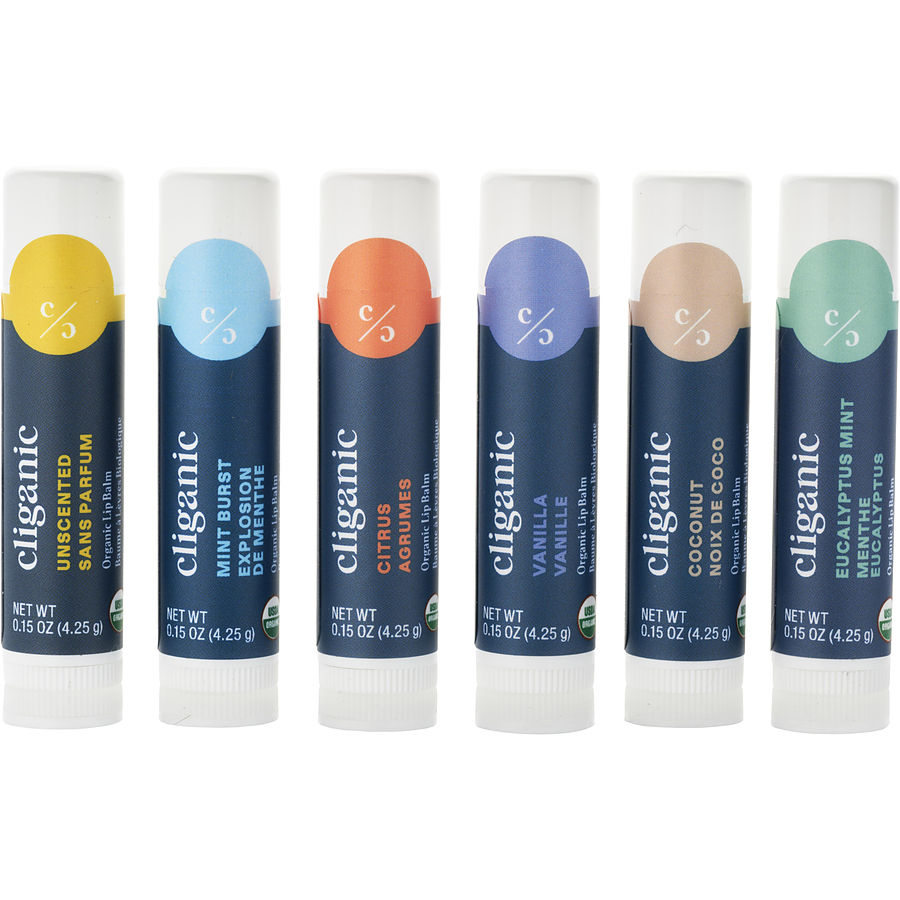 Cliganic Organic Lip Balm Set: 6 Flavors --6x4.25g/4ml