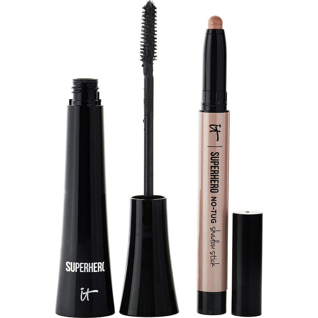 It Cosmetics Superhero Eye Transforming Duo: Superhero Elastic Stretch Volumizing Mascara 9ml + Superhero No Tug Shadow Stick 15ml 2pcs