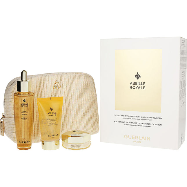Guerlain Abeille Royale Skincare Set: Youth Watery Oil Serum 50ml + Honey Treatment Day Cream 15ml Cleanser 40ml --3pcs Pouch