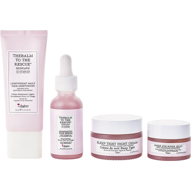Thebalm Ultimate Refresh Set: Lightweight Daily Face Moisturizer 30ml (Tube) + Sleep Tight Night Cream Under Eye Super Jelly 15ml Biomimetic Serum --4pcs
