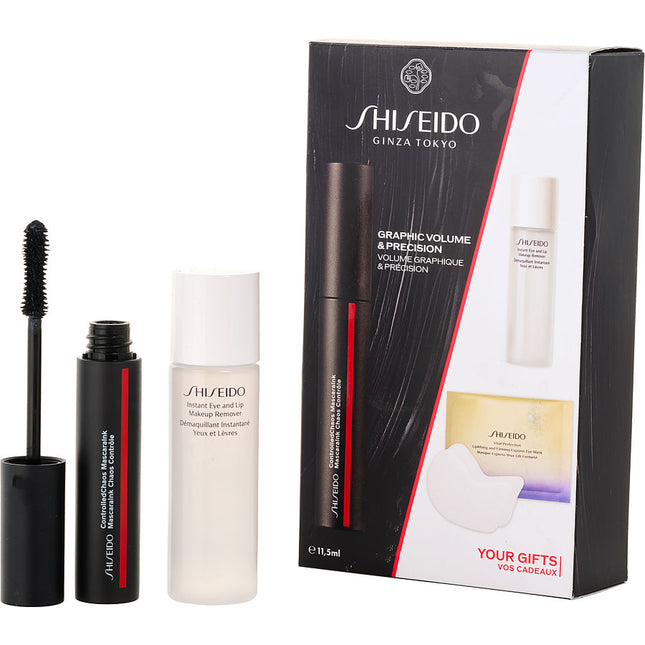 Shiseido Mascara Set: Controlledchaos Mascaraink Black 11.5ml + Instant Eye And Lip Makeup Remover 30ml Vital Perfection Uplifting Firming Express Mask --3pcs