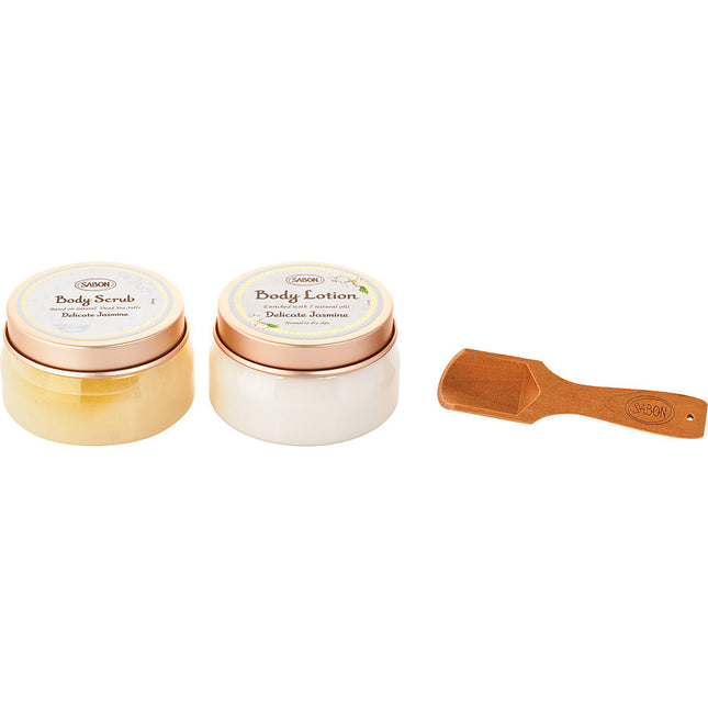 Sabon Jasmine Lily Palace Suitcase Kit: Delicate Body Scrub 200g + Lotion 140ml --2pcs