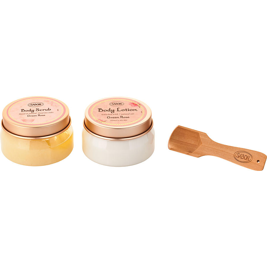 Sabon Green Rose Lily Palace Suitcase Kit: Body Scrub 200g + Gree Lotion 140ml --2pcs