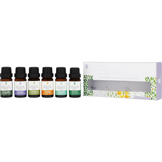Pursonic 100% Pure Natural Aromatherapy Essential Oils Set: Eucalyptus + Lavender Lemongrass Orange Peppermint Tea Tree 6x10ml/0.34oz