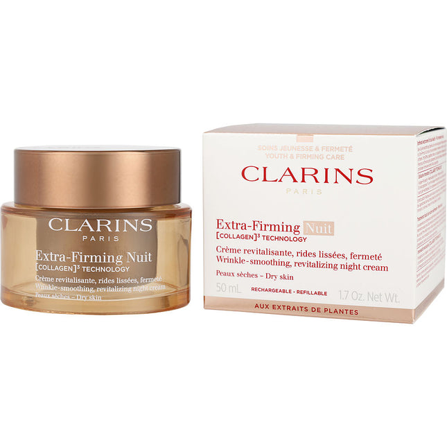 Clarins Extra-Firming Nuit [Collagen]³ Technology Wrinkle Smoothing Revitalizing Night Cream Refillable - Dry Skin 50ml/1.7oz