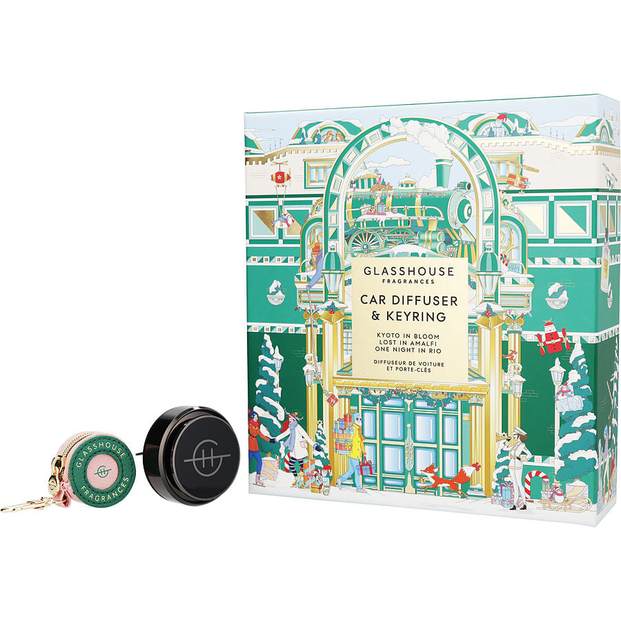 Glasshouse Variety Kyoto In Bloom & Lost In Amalfi & One Night In Rio Diffuser Refills & Car Diffuser & Keyring