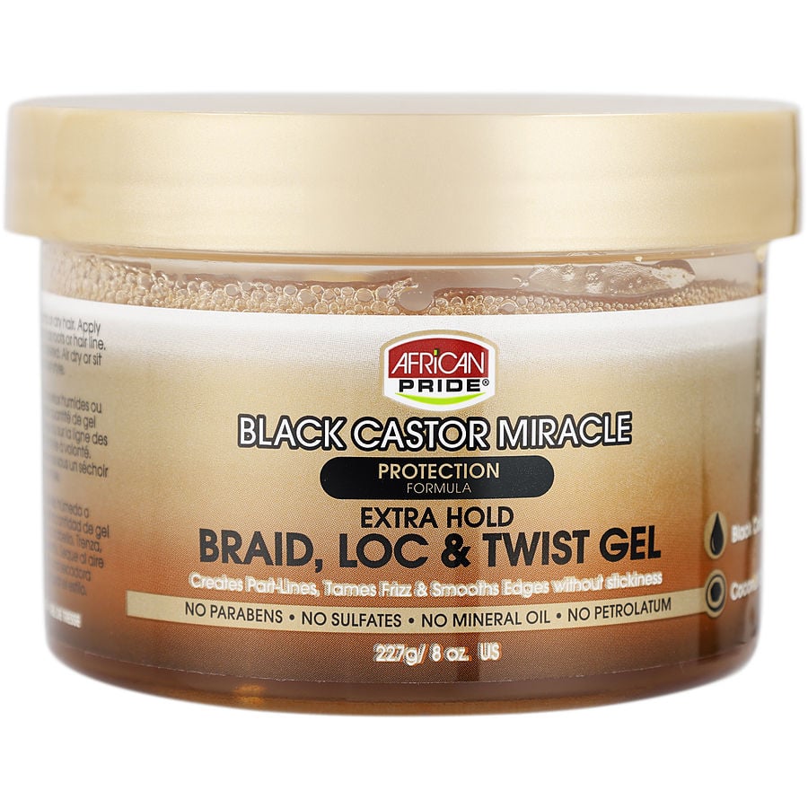 African Pride Black Castor Miracle Extra Hold Braid Loc Twist Gel 8 oz