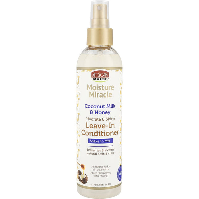 African Pride Moisture Miracle Leave In Conditioner Spray With Coconut Milk And Honey 8 oz