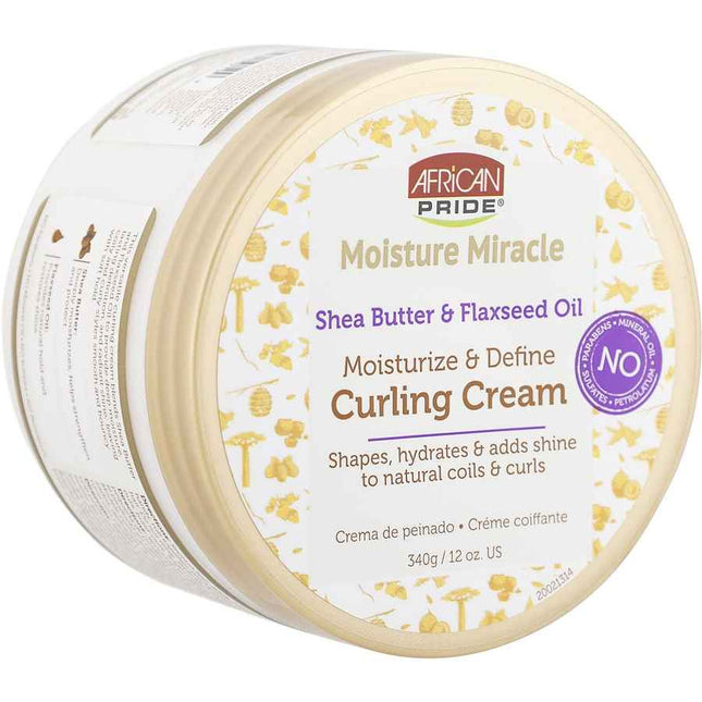 African Pride Moisture Miracle Shea Butter And Flaxseed Oil Curling Cream 12 oz