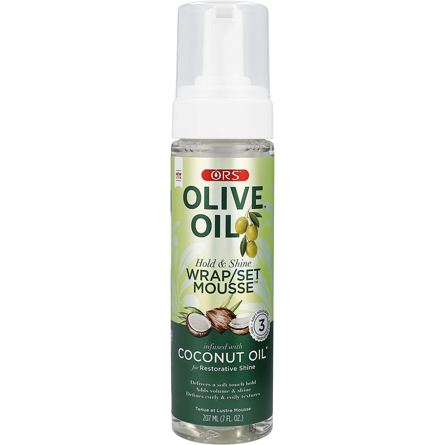 Ors Olive Oil Hold And Shine Wrap Set Mousse Infused With Coconut 7 oz