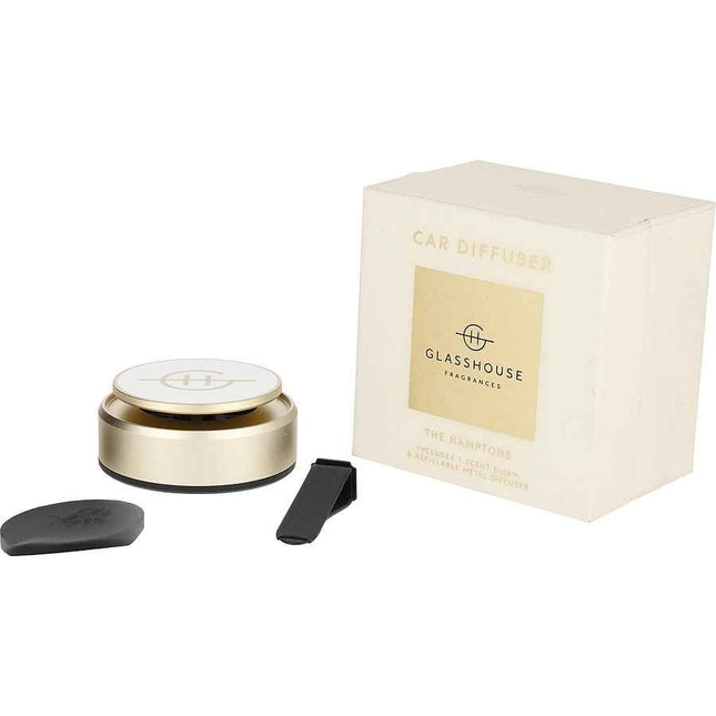 Glasshouse The Hamptons Gold Car Diffuser Refillable & Scent Disk
