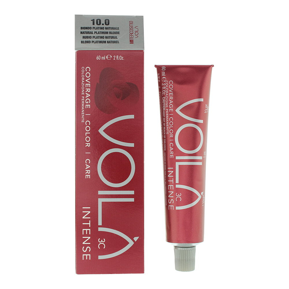 Intercosmo Voila Intense Hair Color 60ml - 10.0 Natural Platinum Blonde, 60 ml for Unisex