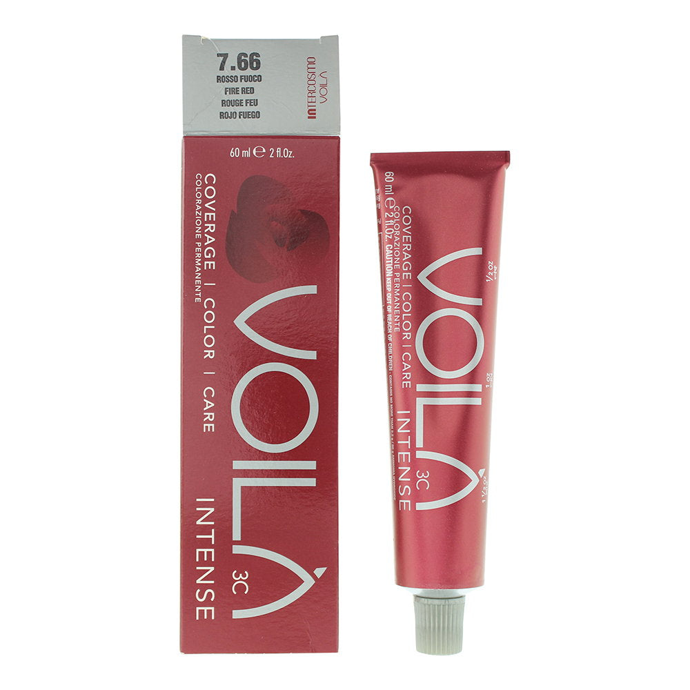 Intercosmo Voilà 3C Intense 60ml - 7.66 Fire Red, 60 ml for Women