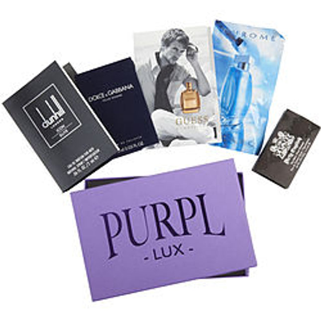 Purpl Lux Subscription Box For Men By  Dirty English & Dolce & Gabbana & Chrome & Dunhill Icon Elite & Guess By Marciano Purpl Lux Subscription Box For Men