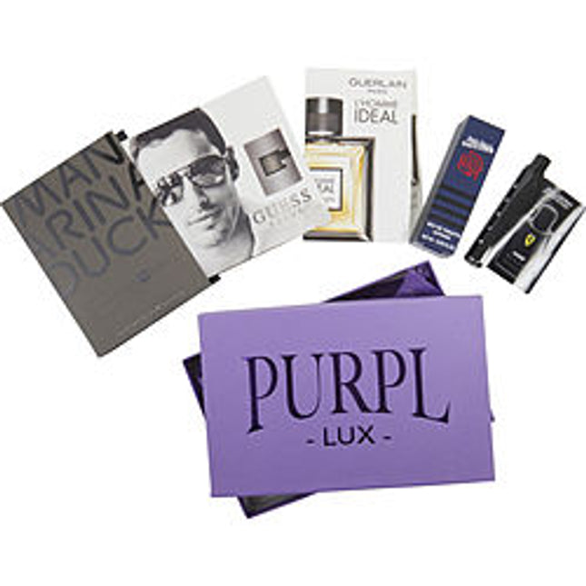 Purpl Lux Subscription Box For Men By  $jean Paul Gaultier Ultra Male - $guess Suede - $guerlain L'homme Ideal - $ferrari Scuderia Black - $mandarina Duck Black Purpl Lux Subscription Box For Men