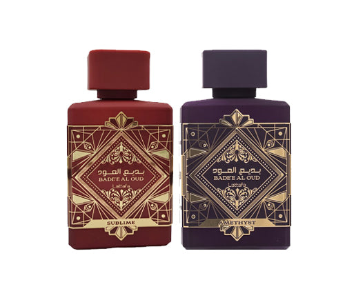 Lattafa Badee Al Oud Sublime & Lattafa Badee Al Oud Amethyst Bundle The Perfume Box